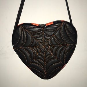 Pumpkin kult collection orange heart spiderweb bag